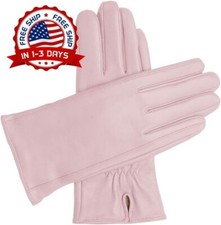 Guantes cl sicos de piel con forro de cachemira para mujer, rosa, talla mediana.