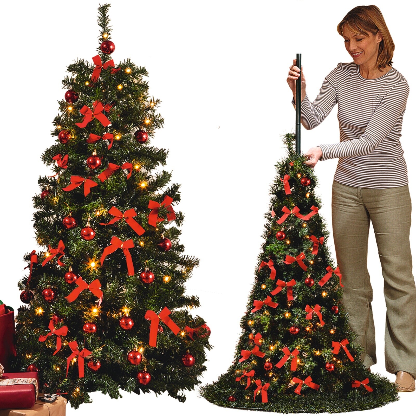 Pop Up Artificial Christmas Tree 6ft Collapsible Xmas Decoration with