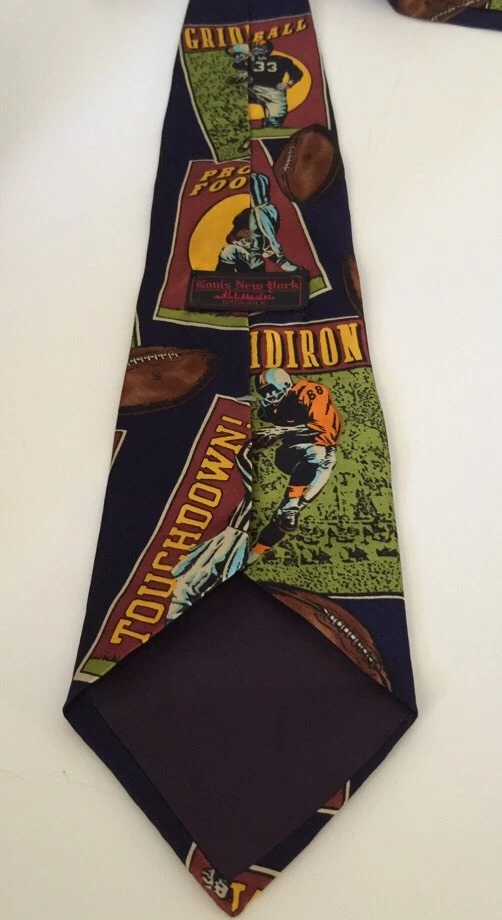 Corbata de cuello Louis New York para hombre 100 % seda fútbol americano rejilla touchdown Foto 4 de 4