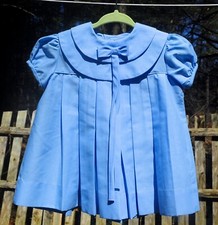 VTG Toddler Girls Blue Pleated Party Church Dress 24M by Mary Jane Sailor Collar