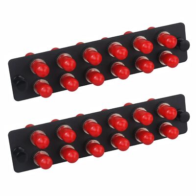 2-Pack 12 Simplex ST Fiber Patch Panel with Simplex Singlemode Red ST Adapter...