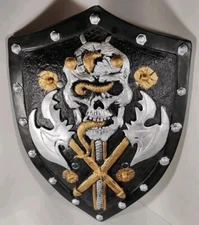 KBW Black Polyurethane Cosplay Novelty Medieval Knight Skull Shield 18" tall NWT