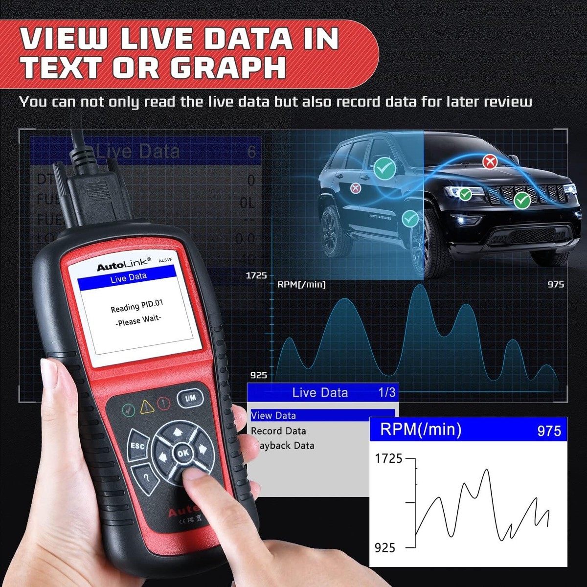 Autel AutoLink AL519 Scanner OBD2 Motore Di Controllo Modalità 6