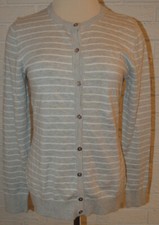 Women's Jones New York Gray Stripe Long Sleeve Button Front Cardigan Sweater Sma
