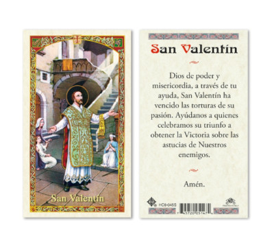 Oracion a San Valentin (Valentine) - Spanish - Paperstock Holy Card 045SNL