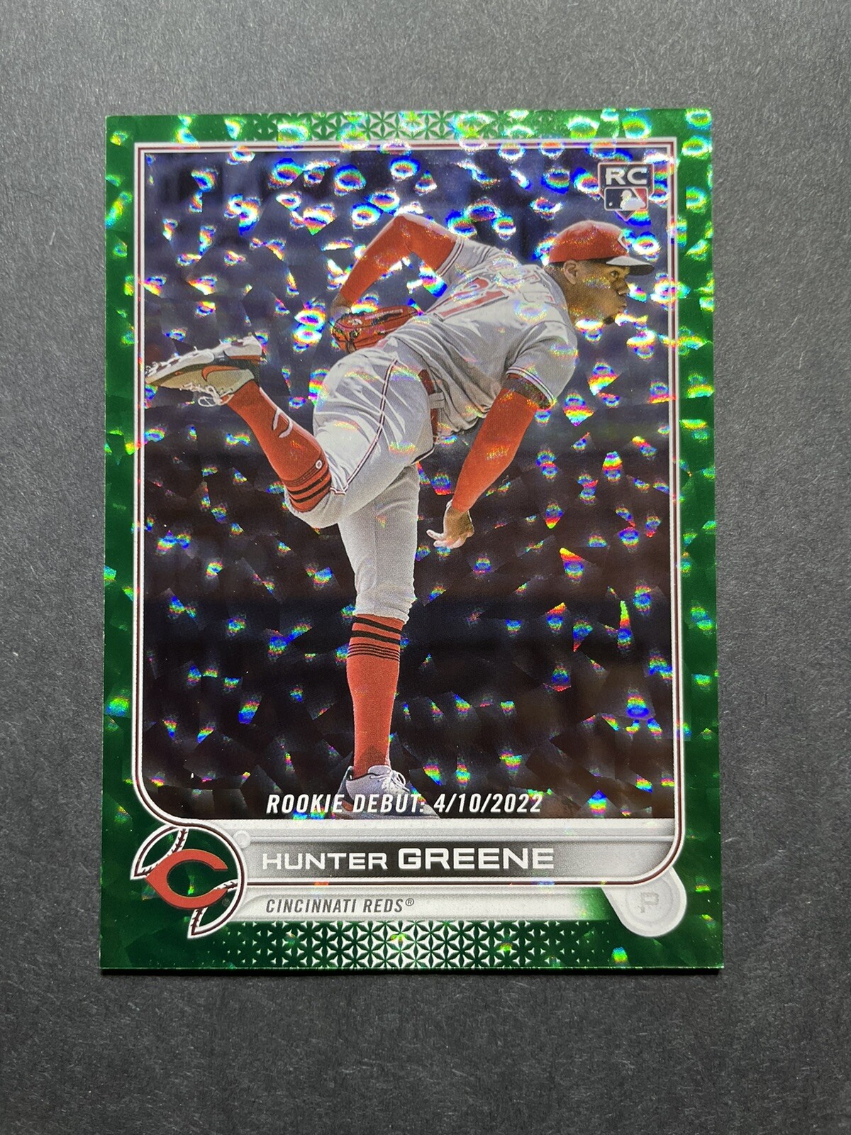 2022 Topps Update US267 Hunter Greene RC Cincinnati Reds Green Foilboard /499