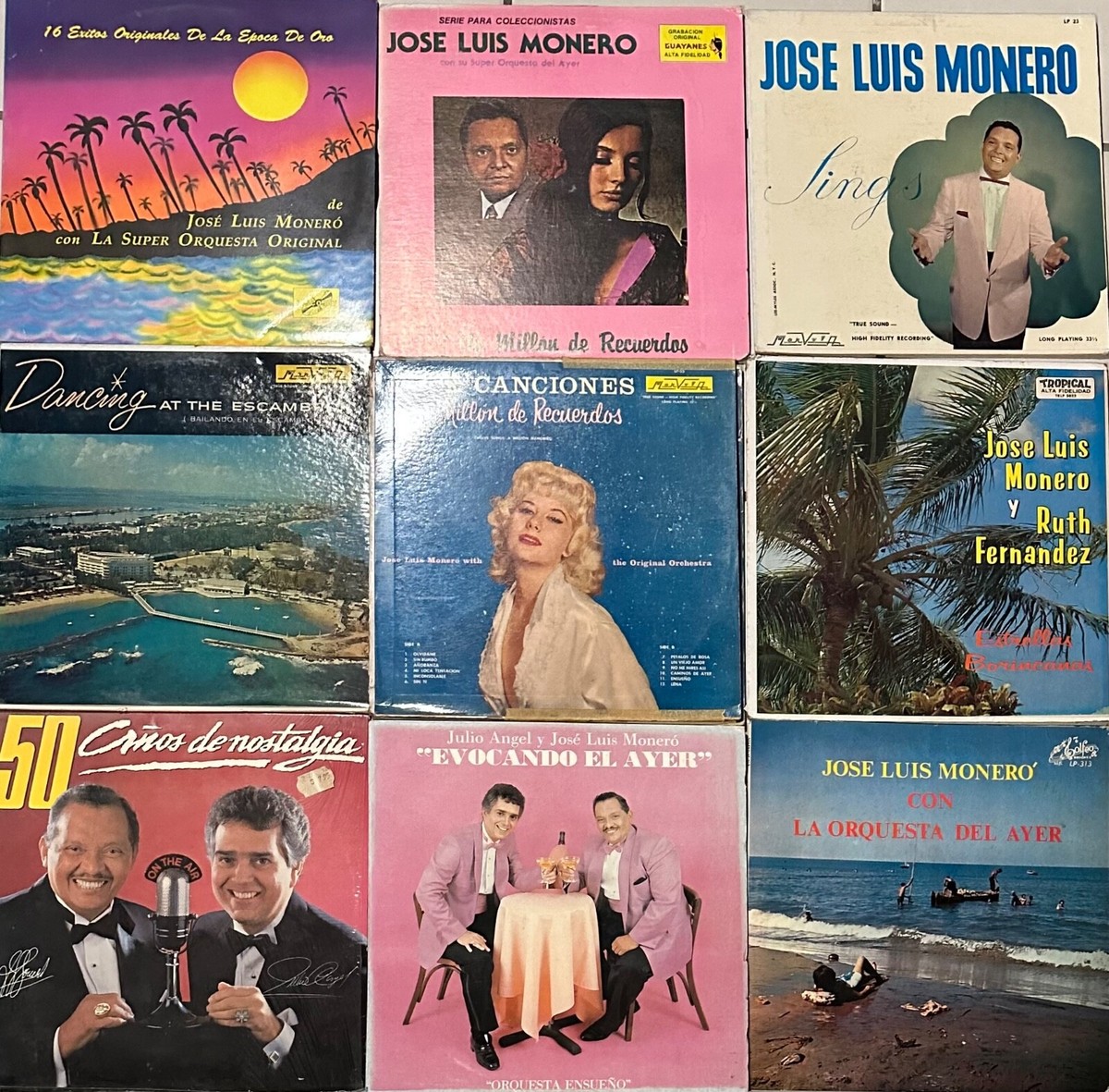 Lote JOSE LUIS MONERO 9x LP LOT Latin Bolero Cha cha cha Son