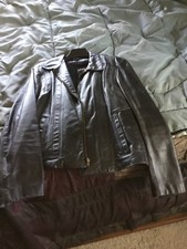 Men's Black Leather Jacket w/ Zip-in Lining Size 40 More Pictures w/Measurement