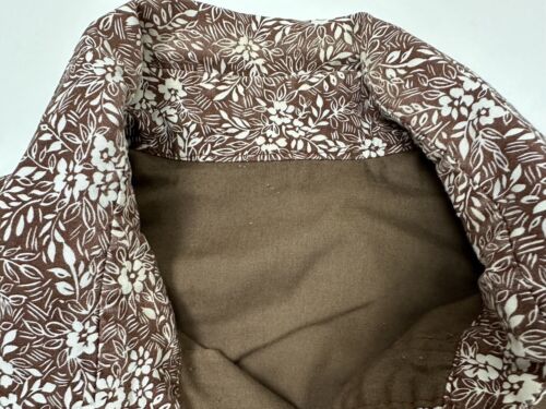 Camicia western vintage anni 70 fatta a mano uomo M marrone bordo floreale cane orecchio collare DIFETTO - Foto 12 di 20