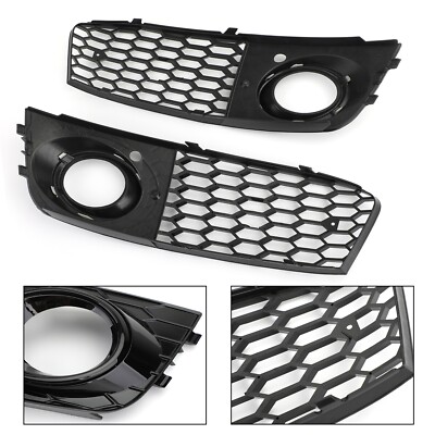Pair Honeycomb Mesh Fog Light Open Vent Kühlergitter Für Audi A4 B8 2009-2012 FV