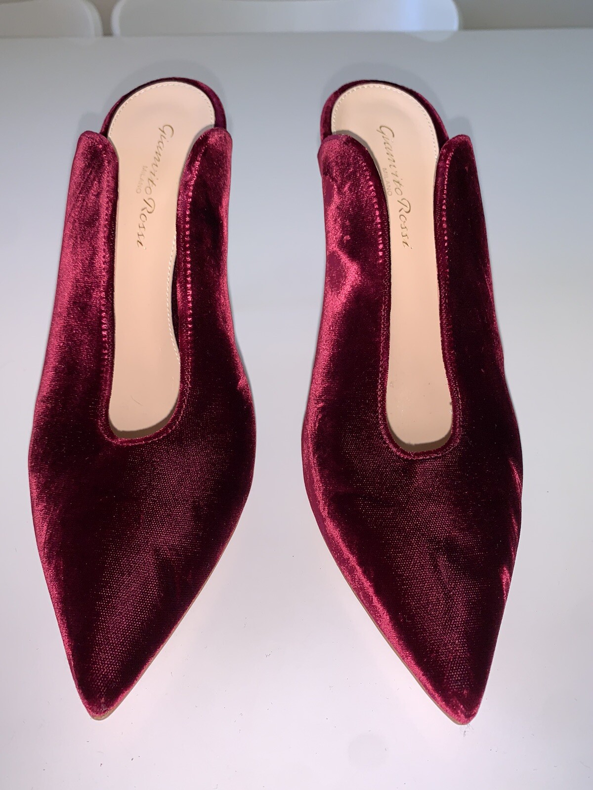 New GIANVITO ROSSI Designer Velvet Mules Heels Pumps Size 39 image 4