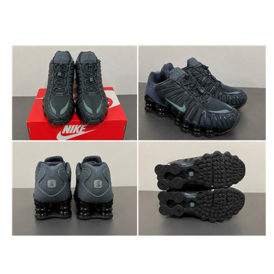 Nike Shox Herren Sneaker Low Top EU 42,5 Schwarz/Grau Grün gepolstert neu