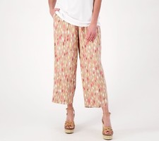 Susan Graver Women's Pants Sz M PURE Regular Printed Woven Multi-colored A602047