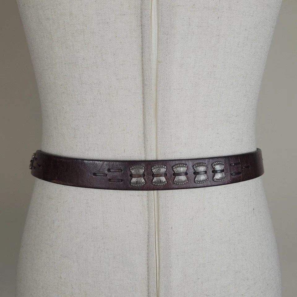 Fossil Belt Medium Brown Leather Buckle Western Concho Boho Western Cowgirl - Image 3 of 4