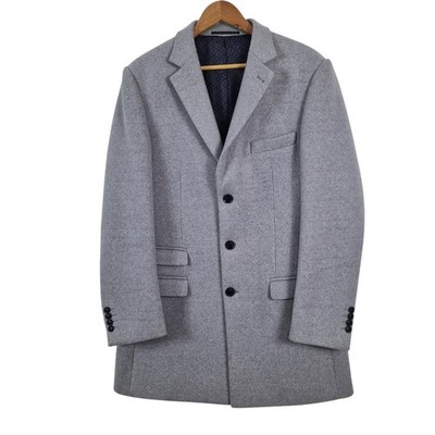 Broadstone Bros Mantel Herren XL Grau Tailored Smart Wolloptik Jacke Coat