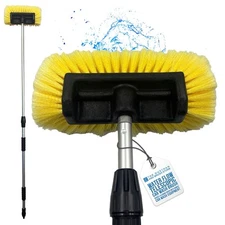 Water Fed Car Wash Brush Telescopic Soft Bristle Pipe Hose Long Handle Washer