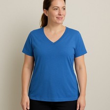 J.Jill Pima Slub Double V Neck Elbow tee Sz XL LN