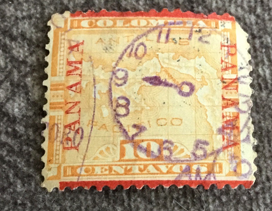 1904 Map Overprint 2c Panama Stamp
