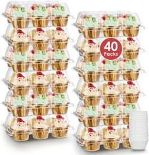 (6 Count x 40 Sets) Stackable Cupcake Containers with 240 Pack Liners, Plasti...