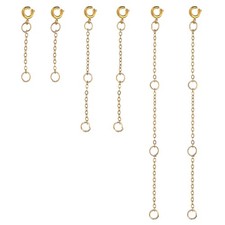 1.6/2.4/3.1 Inch Necklace Extender, 6 Pack Stainless Steel Extenders, Golden