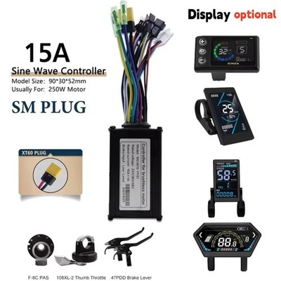 E-bike 24V/36V/48V 250W 15A Sine Wave Controller with Colorful LCD Display Kits