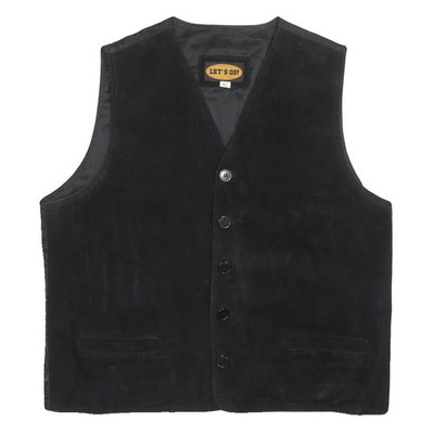 LETS GO Herren Jacke XL Schwarz Polyester Knopf Weste-Style Outdoor Retro