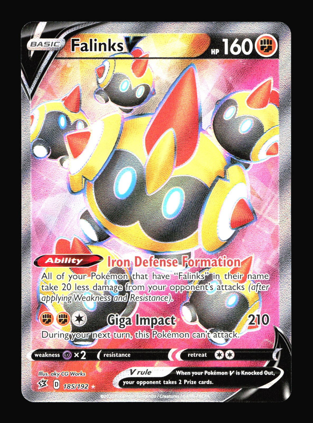 Falinks V (Full Art) SWSH02: Rebel Clash #185/192 Ultra Rare Pokemon Card T3-398