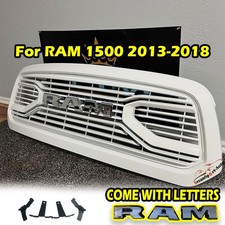 White Grill Wchrome Letters For 2013-2018 Dodge Ram 1500 Front Big Horn Grille