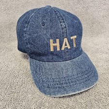 Denim Baseball Cap Hat "Hat" Embroidery Dad Cap Strapback OSFM Blue