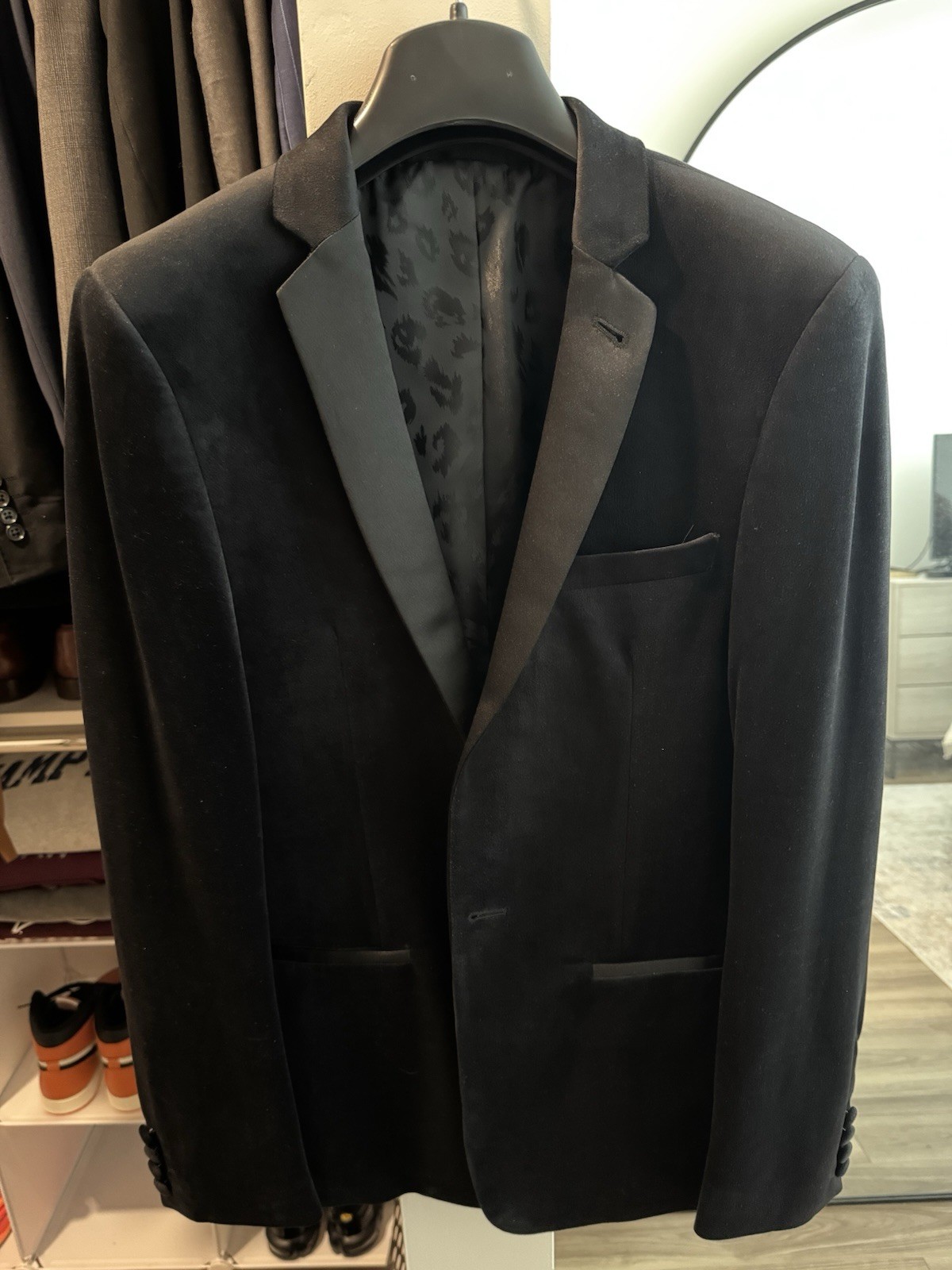 Men’s Black Velvet Sport Coat Blazer Tuxedo Jacket 36S