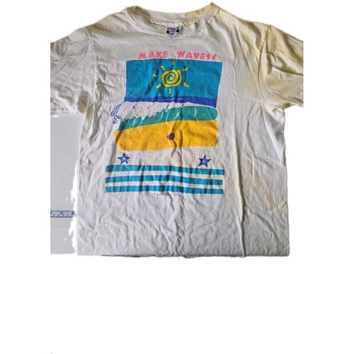 Vintage Beefy Hanes 1980s Medium Make Waves Summer Tshirt Artist Print