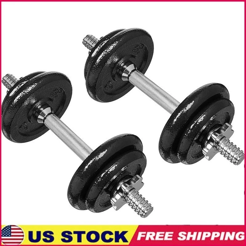 Adjustable Dumbbell Set 38lbs Weight Plates Handles Compact Storage Case Fitness