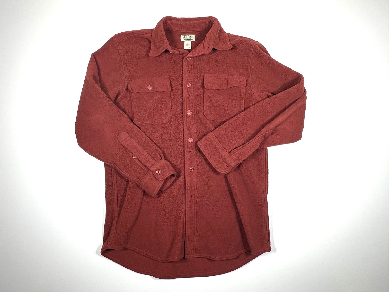 L.L.Bean Fleece Button Down Men Medium Rust Outdoor Camp Lodge Layer