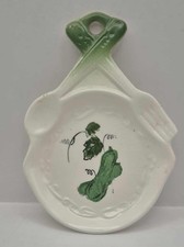 Vtg Spoon Rest Ceramic Fork Spoon Cucumber Made in Japan (B232)