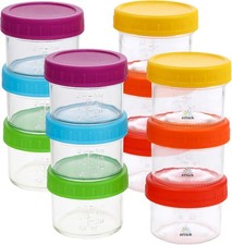 Small Baby Glass Containers with Lids 4 OZ Mini Jars for Salad Dressing 12 Pack