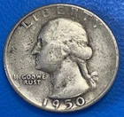 1950-S Washington Quarter, 90% Silver, Circulated