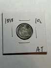 1838 Seated Liberty Silver Dime VF Details Tough Type Coin