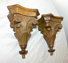 Coppia mensole antiche italiane fiorentine elaborate legno intagliato a mano mensola