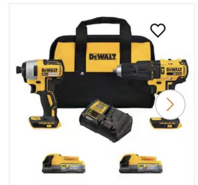 #ad DEWALT 20V MAX 2 Tool Hammer Drill and Impact Combo Kit: DCK251E1QQ1 Batteries $285.00