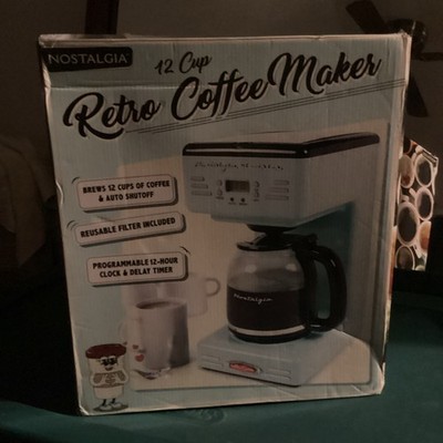 Nostalgia Retro 12-Cup Programmable Coffee Maker (Aqua) New Blue