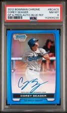 2012 BOWMAN CHROME DRAFT PICKS & PROSPECTS AUTO COREY SEAGER #/150 PSA 8 DODGERS