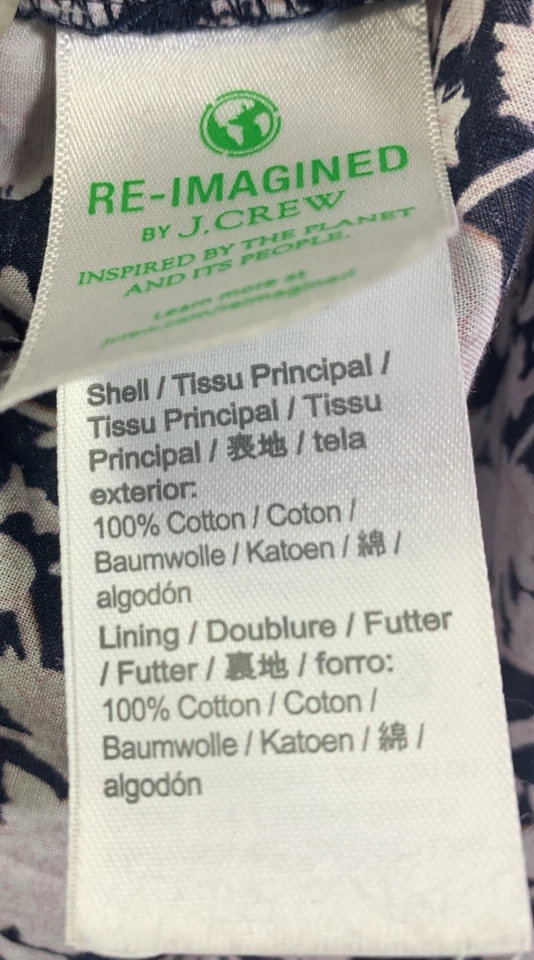 Vestido midi J.Crew azul y blanco cintura corbata algodón gasa en Rose Vines talla 12 Foto 4 de 4