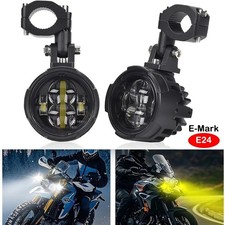 Pair 100W Motorcycle Headlight Led Auxiliary Light Spotlight Dual Color Fog Lamp