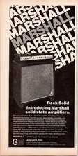 Marshall Solid State Amplifiers Vintage 1970s Magazine Ad Black White Print