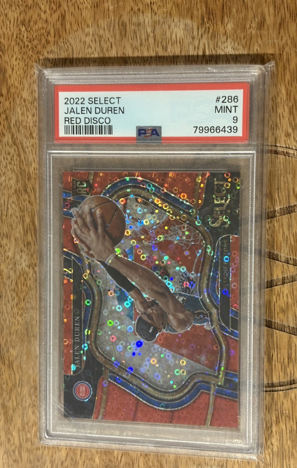 JALEN DUREN 2022-23 PANINI SELECT COURTSIDE RED DISCO PRIZM RC /49 PSA 9