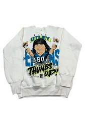 vintage 1991 Detroit Lions Mike Utley 60 "Thumbs Up" white Sweatshirt Mens S
