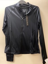 Elle sports black Long Sleeve Thumb cut-out Zip Top Jacket Size L BNWT