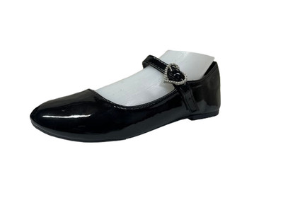 MÄDCHEN SCHWARZ LACK SCHULSCHUHE LOVE BALLERINAS FLACHE SCHUHE PUMPS DOLLY C11 BIS 4
