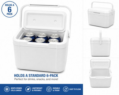 Cooler, hard case, 5 Liter, Six pack, White, New