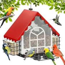 Bird Feeders House for Outdoors Hanging,Large Capacity Metal Wild
